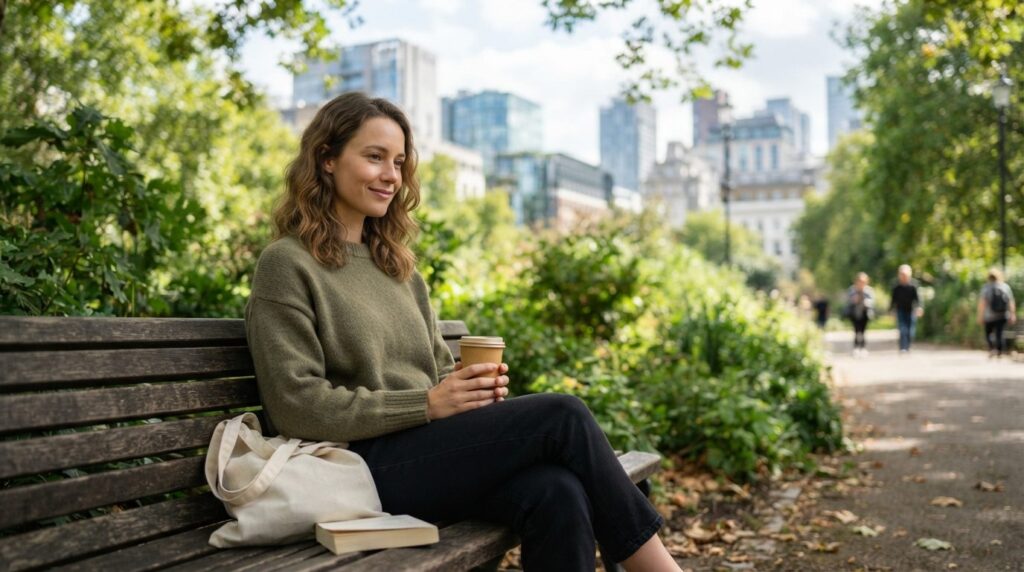Professional stock photo of a woman taking a peaceful break 